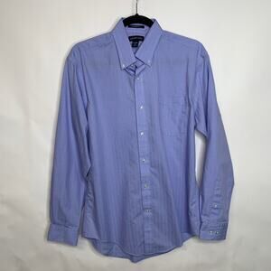 Lands'  End Blue  Pink Stripe Tailored Fit Oxford Shirt Sz 15 1/2 35"